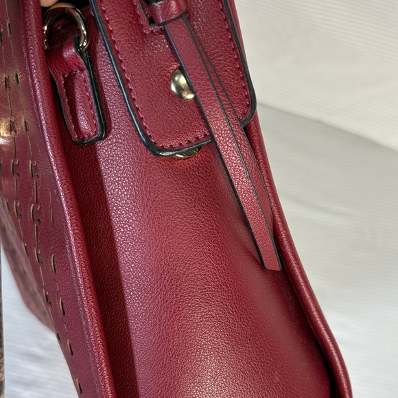 Kayla+Ava Vegan Leather Red Handbag with Snake Skin Style Handles - Picture 8 of 12